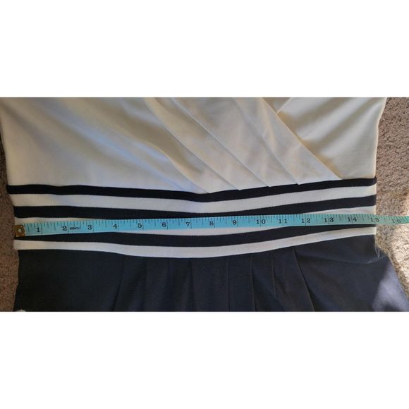 Land’s End Dress Midi A Line Women’s 6-8 Black and Cream Sleeveless V Neck Pima - Picture 11 of 13